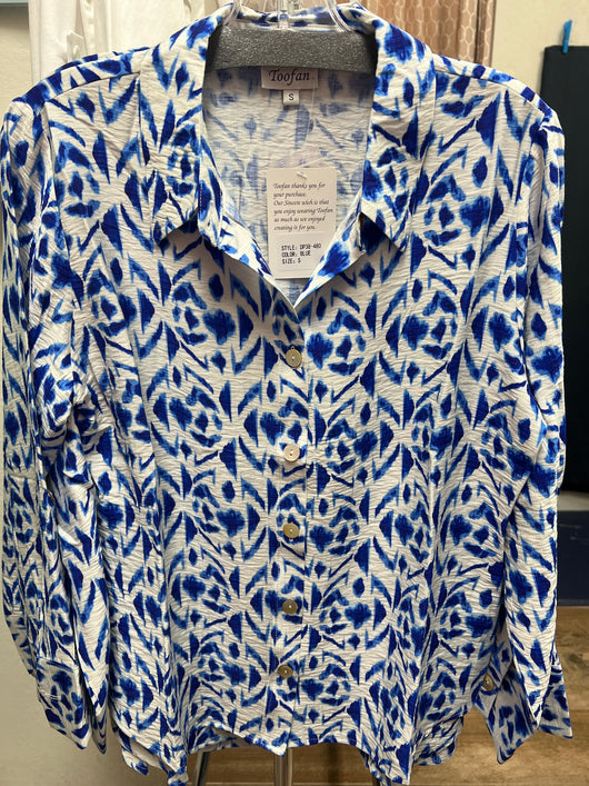 Toofan blue white print shirt