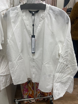 Charlie B white embroidered sleeve blouse