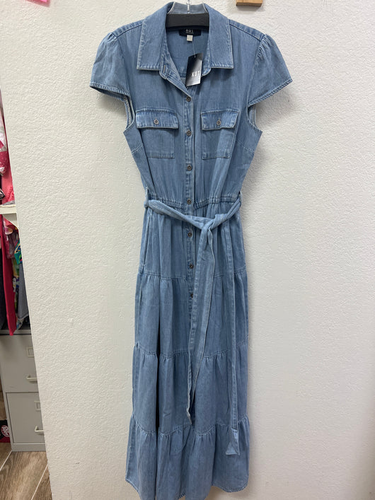 KUT tiered denim maxi dress
