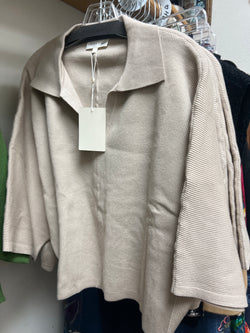 Entro knit collar top stone