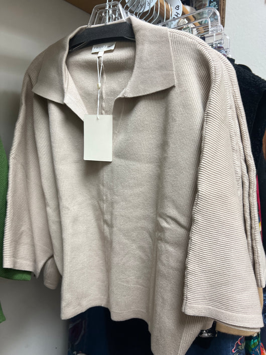 Entro knit collar top stone