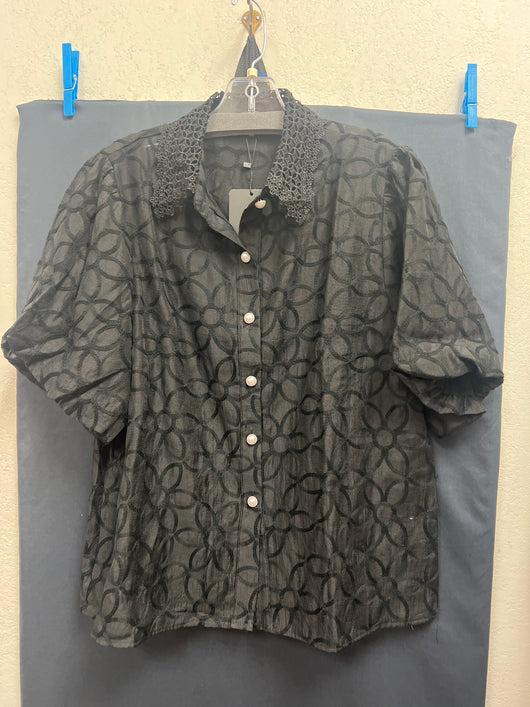 JOH textured black button up shirt