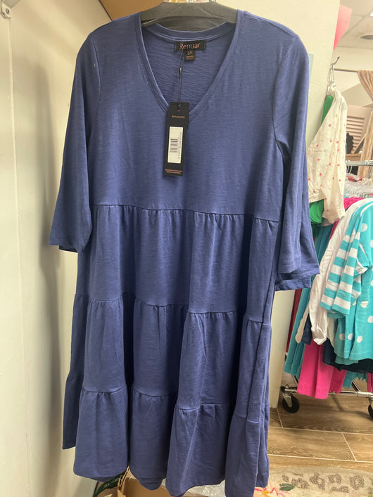Renuar tiered dress blue jean