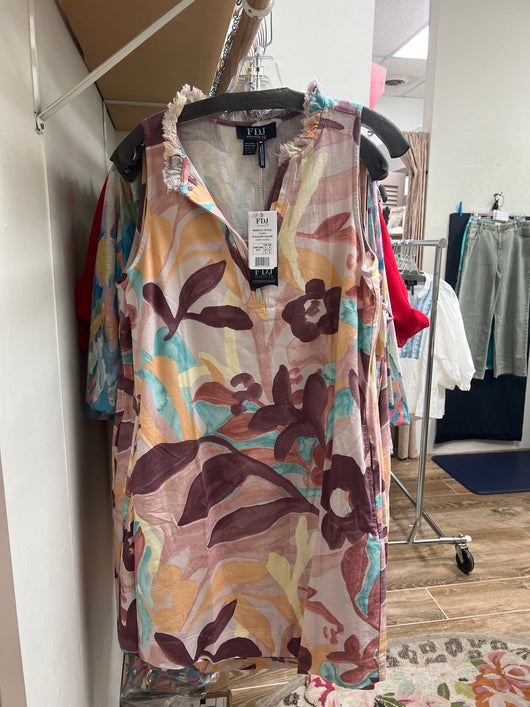 FDJ mauve camo floral sleeveless dress