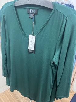 FDJ knit v neck top spruce green