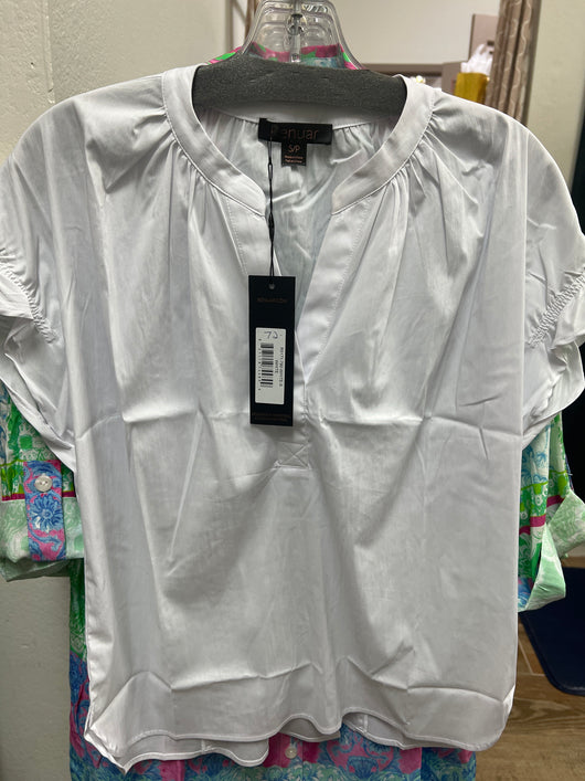 Renuar v neck cotton top white