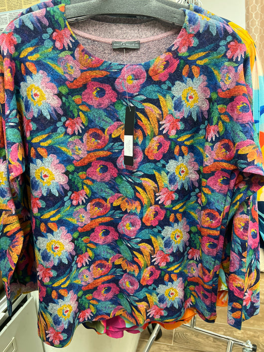 Nally & Millie blue floral top