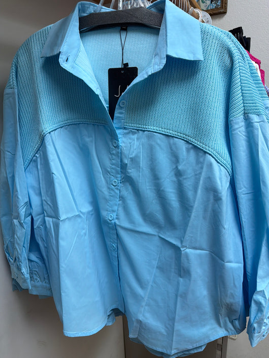 Joh light blue button up shirt