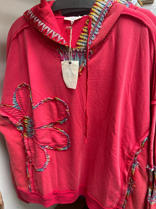 Easel red flower hoodie