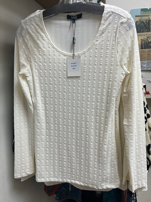 Lior ivory textured long sleeve top
