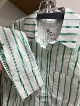 Tribal “The Shirt” white w/ Kelly green stripe
