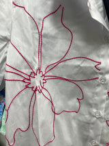 Renuar white shirt watermelon combo flowers