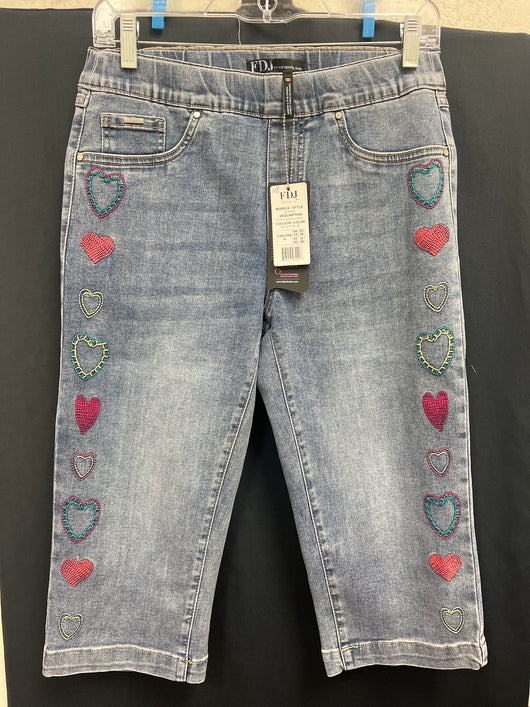 FDJ pull on pedal pushed w/ embroidered hearts
