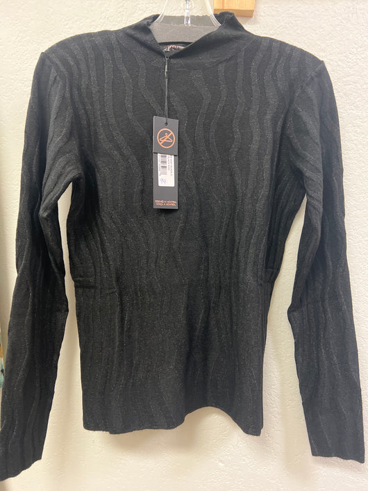 Renuar textured black mock neck top