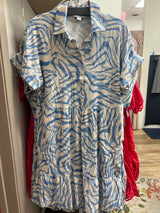 Tribal seashell blue beige dress