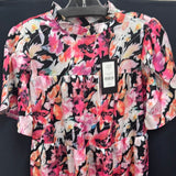 Gabby Isabella black pink floral silky dress