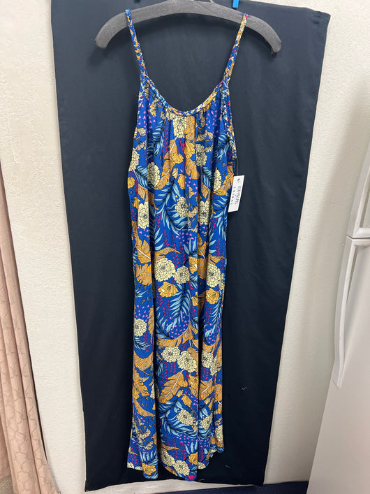 Tribal XIX Palms Morocco blue multi print dress