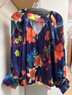 Entro purple floral flowy blouse