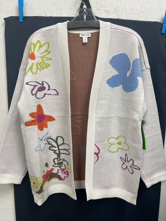 Tribal floral eggshell multi cardigan