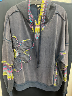 Easel navy flower hoodie