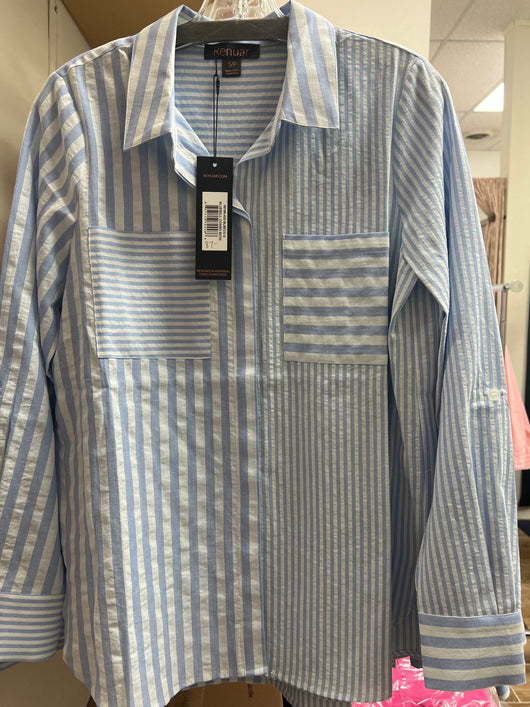 Renuar stripe shirt bluebell combo