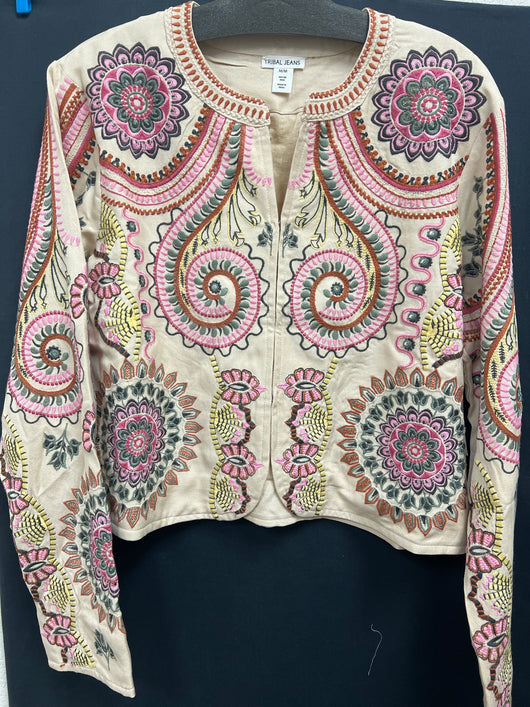 Tribal embroidered antique rose jacket