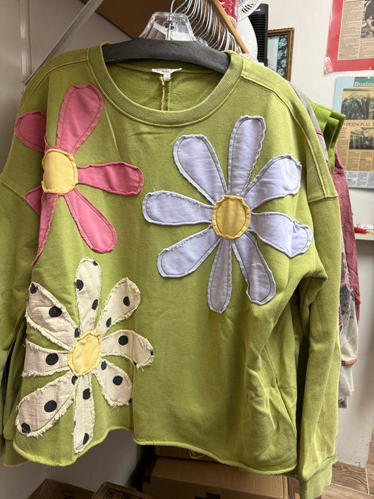Easel Big Flowers Green Top