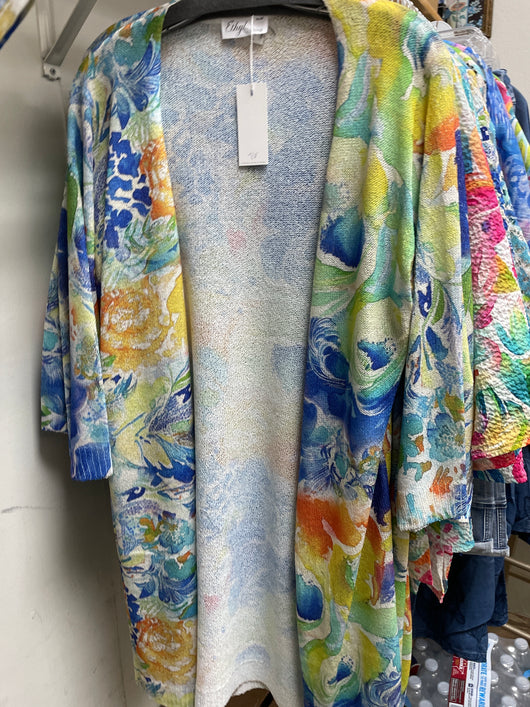 Ethyl blue green multi cardigan