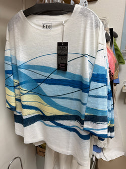 FDJ blue abstract wave top
