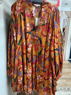 Easel camel floral dress