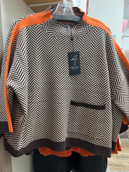 Gabby Isabella chocolate orange herringbone sweater