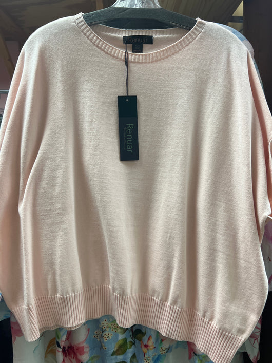Renuar oversized s/s sweater rosette pink