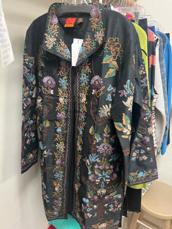 ANU black embroidered duster