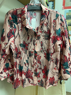 AZI peach red sparkle shirt