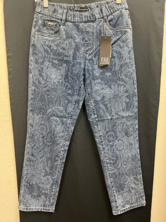 FDJ floral jacquard print pull on crop jeans