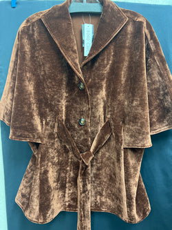 Boho chic brown velvet cape jacket
