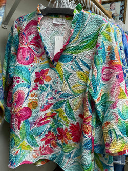 Ethyl pink turquoise multi top