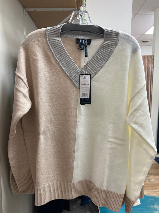 FDJ oatmeal / ivory v neck sweater