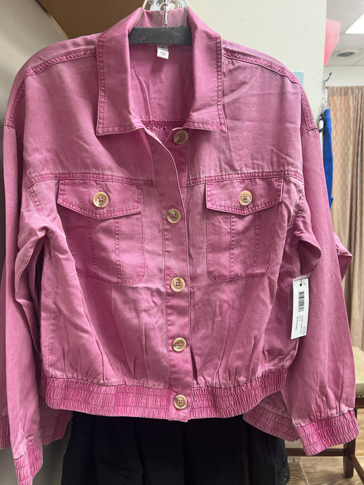 Tribal orchid sky pink elastic waist jacket