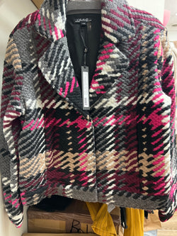 Charlie B mulberry plaid short coat