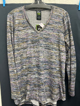 PURE purple blue stripe L/S v neck top