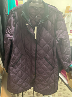 Charlie B long quilted puffer coat plum