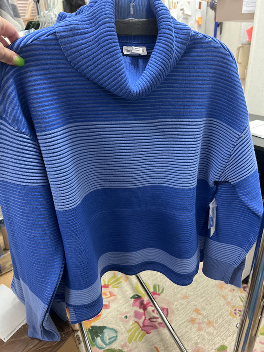 Tribal lapis blue ribbed turtle neck