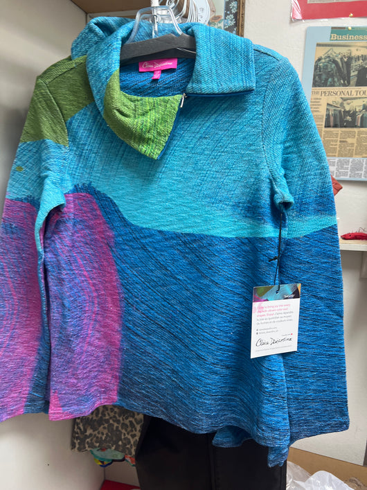 Claire D SoCal02 zipper cowl swtr