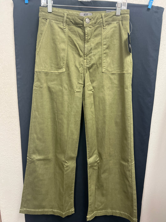 KUT basil green wide leg meg jeans