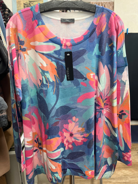 Nally & Millie blue pink floral top