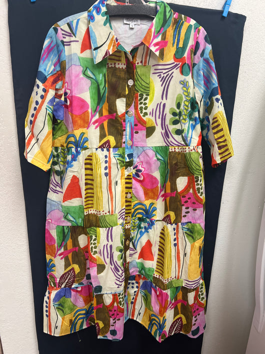 Toofan multi abstract cotton dress