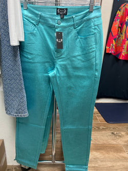 AZI turquoise blue metallic pants