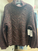 Tribal coffee bean funnel neck sweater