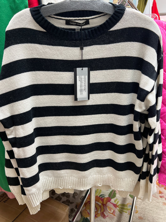 Gabby Isabella black white stripe sweater